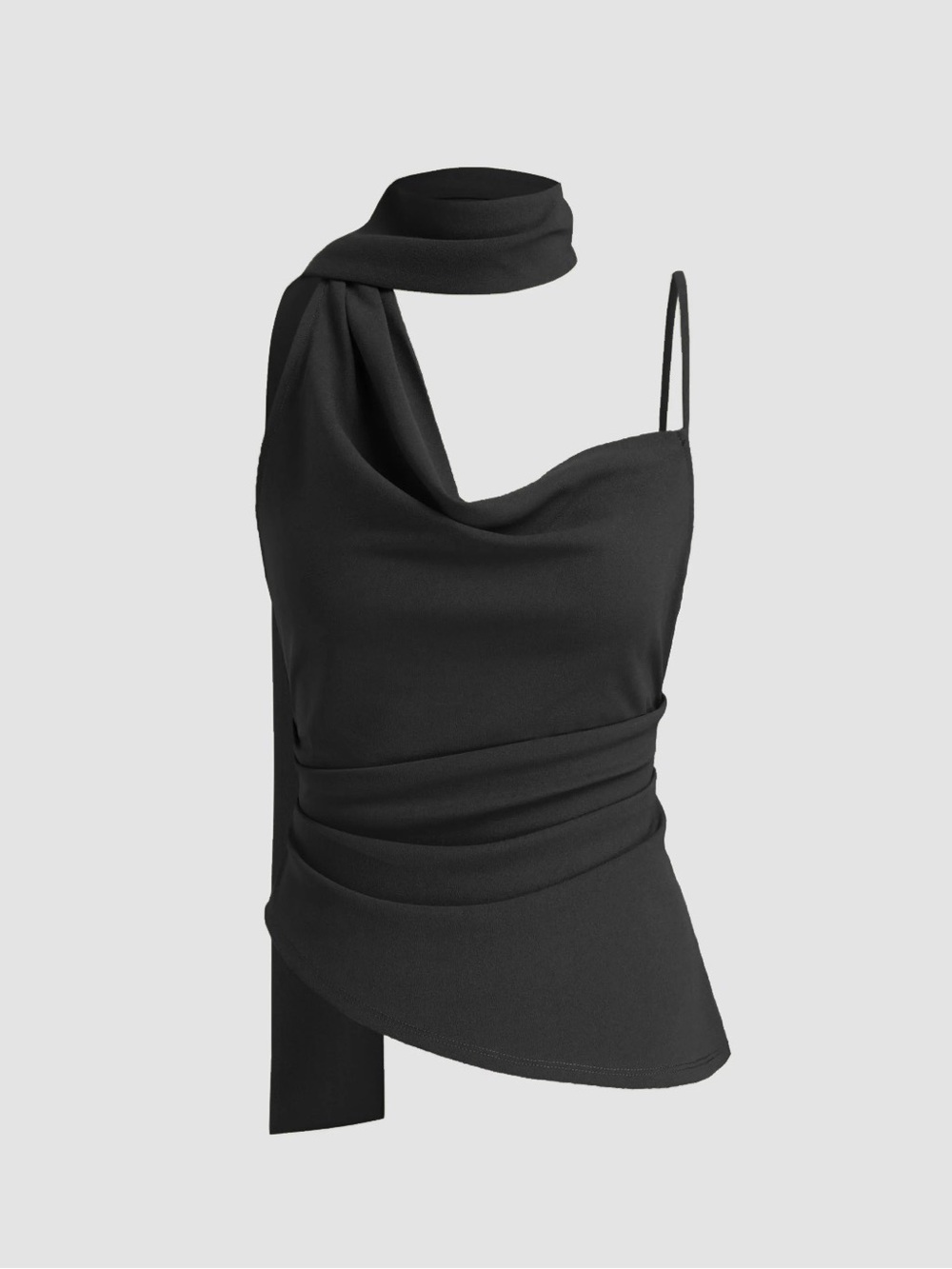 Cider HALTER NECKLINE RUCHED CAMI TOP WITH SCARF